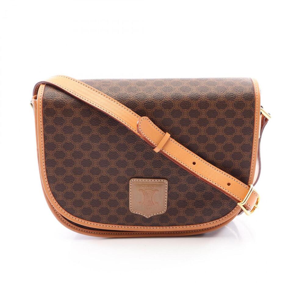Celine Macadam Shoulder Bag/Handbag, Coated Canvas and Leather, Women's, Brown